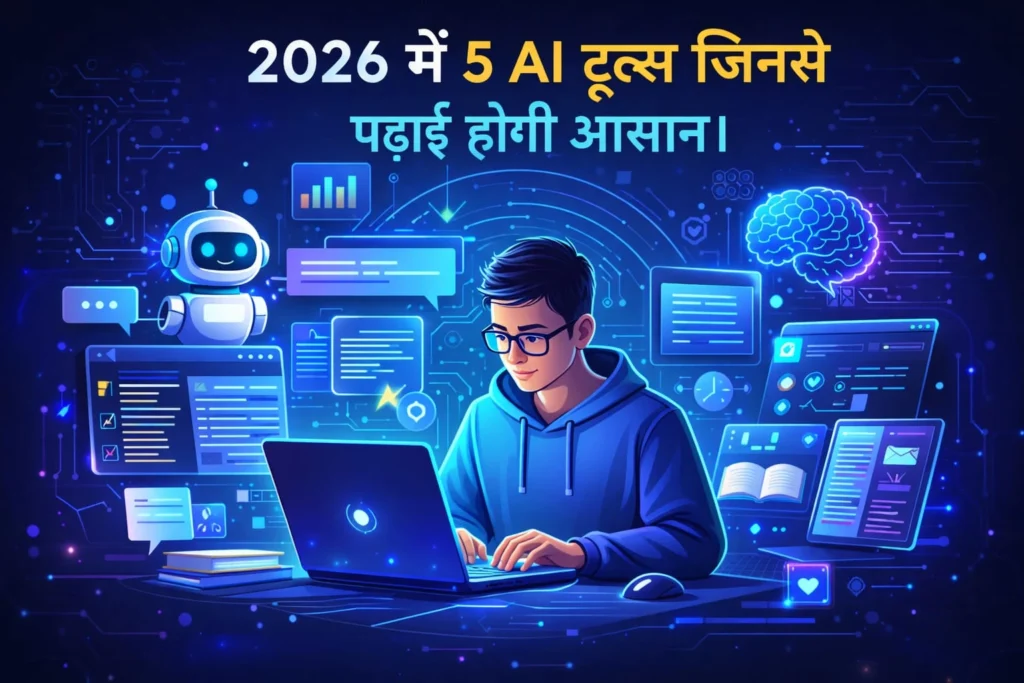 2026 में 5 AI टूल्स जिनसे पढ़ाई होगी आसान ।